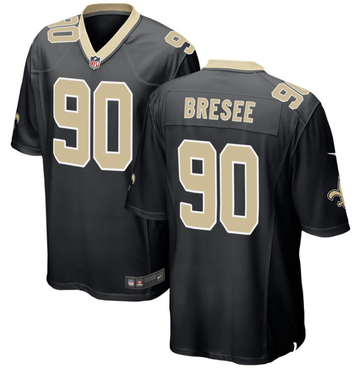 Youth New Orleans Saints #90 Bryan Bresee Black 2023 Draft Stitched Game Jersey